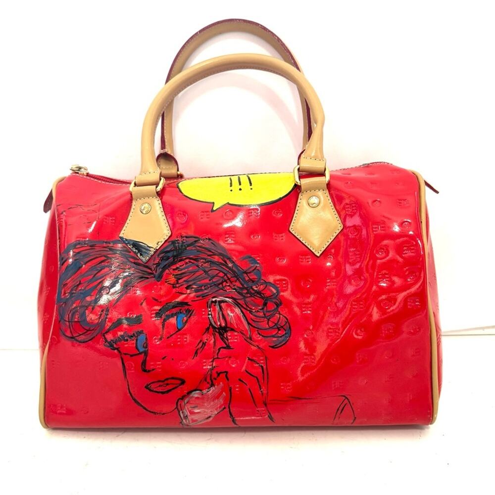 Red Arcadia Custom Pop Art Hand Painted Handbag Satchel Purse